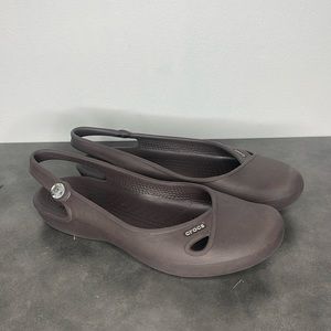 CROCS Espresso Brown KADEE Slingback Rhinestone Ballet Flats Slip On Womens Sz 6